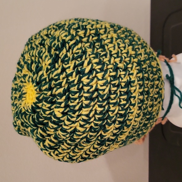 Beardo hat! Hat with beard. NWOT handmade crochet by me. Yellow green brown - Picture 8 of 14
